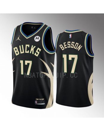 Hugo Besson 17 2022-23 Milwaukee Bucks Black Statement Edition Men Jersey Swingman