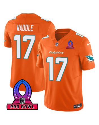 Jaylen Waddle 17 Miami Dolphins 2024 Pro Bowl Patch Game Men Jersey - Orange