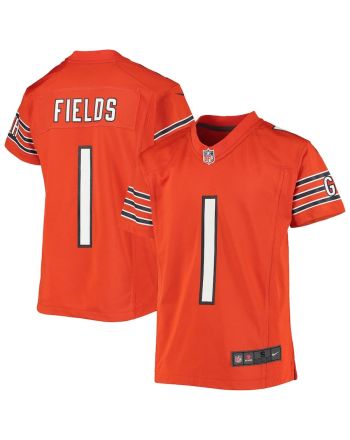 Justin Fields 1 Chicago Bears YOUTH Game Jersey - Orange