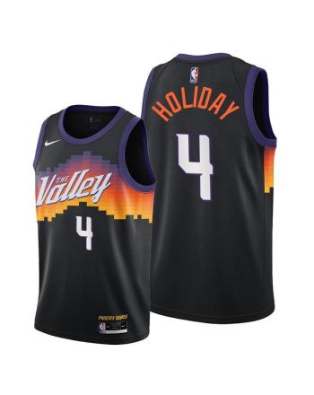 Aaron Holiday 4 Phoenix Suns 2022 City Edition Black Jersey 75th Diamond Badge Jersey