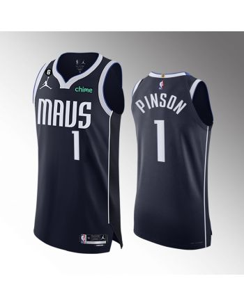 Dallas Mavericks 1 Theo Pinson Navy Men Jersey 2022-23 Statement Edition