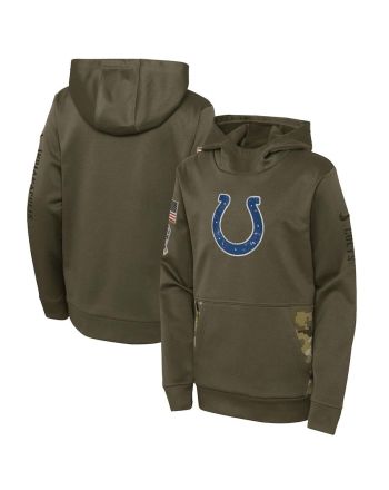 Indianapolis Colts Youth 2022 Salute To Service Performance Pullover Hoodie - Olive