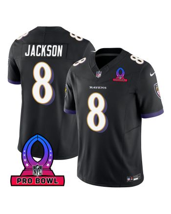 Lamar Jackson 8 Baltimore Ravens 2024 Pro Bowl Patch Game Men Jersey - Black