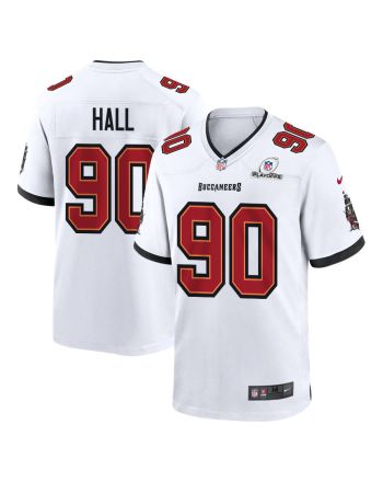 Logan Hall 90 Tampa Bay Buccaneers 2023 Playoffs Patch Game Men Jersey - White