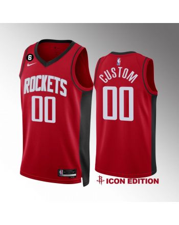 Houston Rockets Custom 00 2022-23 Icon Edition Red Jersey NO.6 Patch