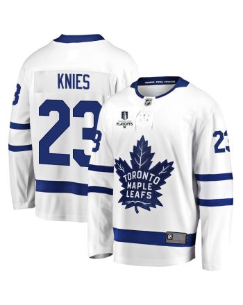 Matthew Knies 23 Toronto Maple Leafs Stanley Cup 2023 Playoffs Patch Away Breakaway Men Jersey - White