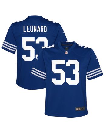 Shaquille Leonard 53 Indianapolis Colts YOUTH Game Jersey - Royal