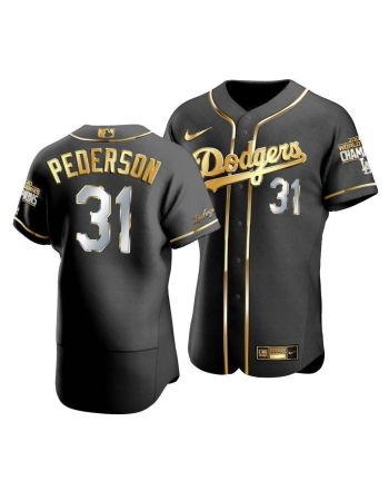 Men's Los Angeles Dodgers Joc Pederson 31 2020 World Series Champions Golden Jersey Black