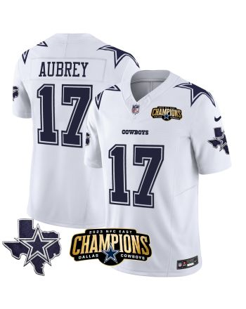 Brandon Aubrey 17 Dallas Cowboys 2023 NFC East Champions Patch Game Men Jersey - White