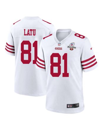 Cameron Latu 81 San Francisco 49ers 2023 Playoffs Patch Game Men Jersey - White