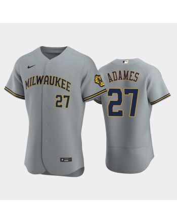 Milwaukee Brewers 27 Willy Adames Road Team Gray Jersey Jersey