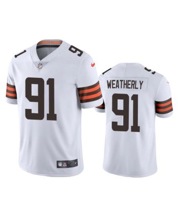 Cleveland Browns Stephen Weatherly 91 White Vapor Limited Jersey - Men's