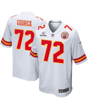 Chukwuebuka Godrick 72 Kansas City Chiefs 2023 Playoffs Patch Game Men Jersey - White