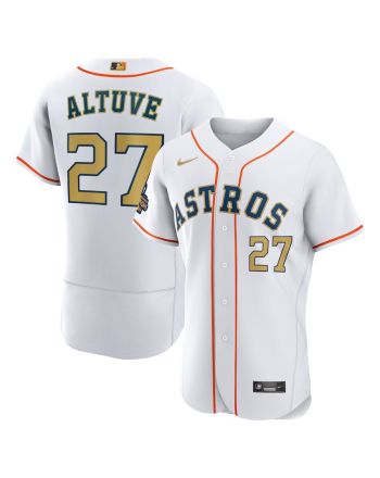 Jose Altuve 27 Houston Astros 2023 Gold Collection Player Elite Jersey - White