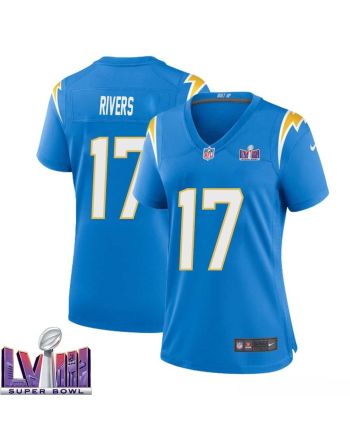 Philip Rivers 17 Los Angeles Chargers Super Bowl LVIII Women Home Game Jersey - Powder Blue