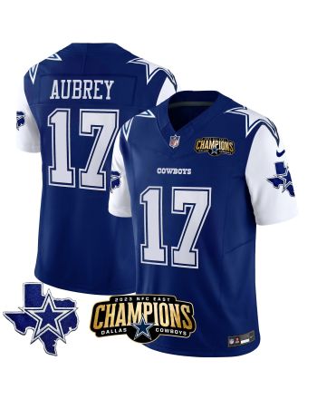 Brandon Aubrey 17 Dallas Cowboys 2023 NFC East Champions Patch Game Men Jersey - Royal