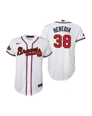 Youth Guillermo Heredia 38 Atlanta Braves White 2022-23 Gold Program Jersey