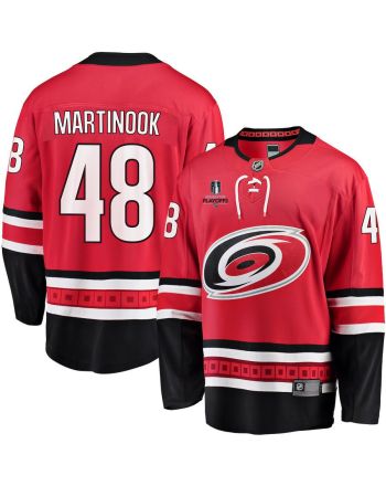 Jordan Martinook 48 Carolina Hurricanes Stanley Cup 2023 Playoffs Patch Home Breakaway Men Jersey - Red