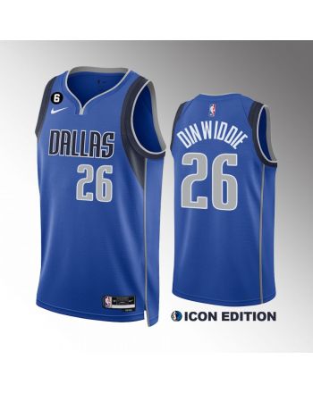 Dallas Mavericks Spencer Dinwiddie 26 Royal Icon Edition Jersey 2022-23 Swingman