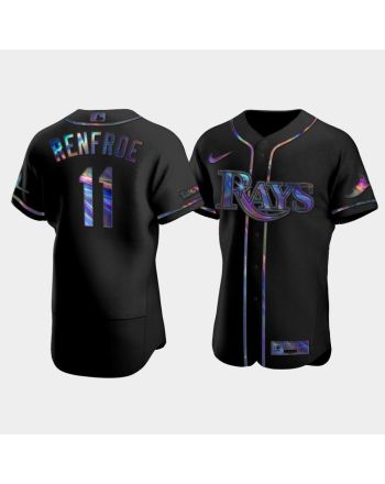 Men's Tampa Bay Rays Hunter Renfroe 11 Black Holographic Golden Edition Jersey Jersey