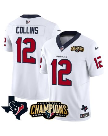 Nico Collins 12 Houston Texans 2023 AFC South Champions Patch Game Men Jersey - White