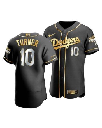 Men's Los Angeles Dodgers Justin Turner 10 2020 World Series Champions Golden Jersey Black