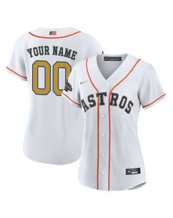 Custom 00 Houston Astros 2023 Women Jersey - White/Gold