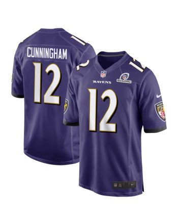 Malik Cunningham 12 Baltimore Ravens 2024 Divisional Patch Game Men Jersey - Purple