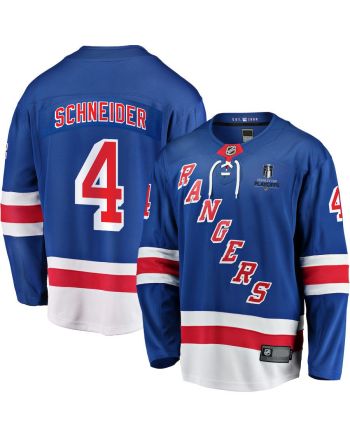 Braden Schneider 4 New York Rangers Stanley Cup 2023 Playoffs Patch Home Breakaway Men Jersey - Blue