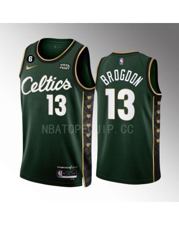 Malcolm Brogdon 13 Boston Celtics 2022-23 City Edition Green Men Jersey Honor Bill Russell 11 Gold Diamonds