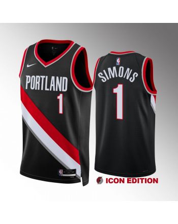 Anfernee Simons 1 Portland Trail Blazers 2022-23 Icon Edition Black Jersey