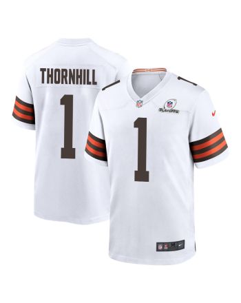 Juan Thornhill 1 Cleveland Browns 2023 Playoffs Patch Game Men Jersey - White