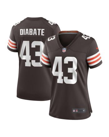 Mohamoud Diabate 43 Cleveland Browns Women Team Game Jersey - Brown