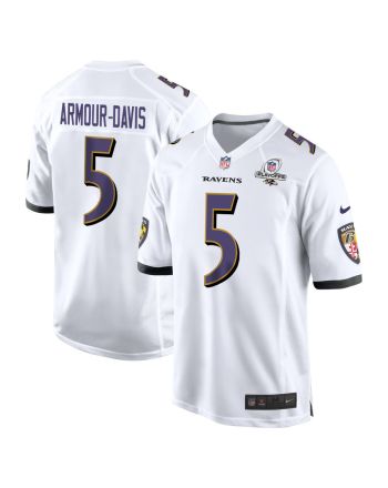 Jalyn Armour-Davis 5 Baltimore Ravens 2023 Playoffs Patch Game Men Jersey - White