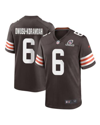 Jeremiah Owusu-Koramoah 6 Cleveland Browns 2023 Playoffs Patch Game Men Jersey - Brown