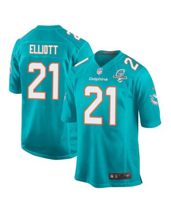 DeShon Elliott 21 Miami Dolphins 2023 Playoffs Patch Game Men Jersey - Aqua