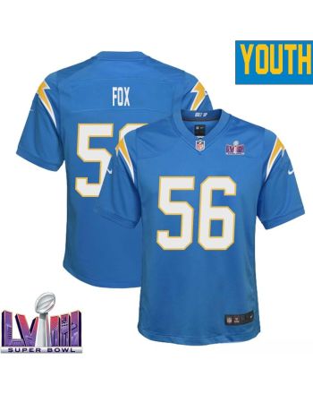 Morgan Fox 56 Los Angeles Chargers Super Bowl LVIII YOUTH Home Game Jersey - Powder Blue