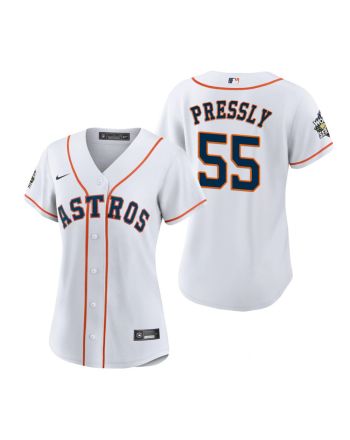 Women's Houston Astros Ryan Pressly 55 White 2022-23 World Series Jersey