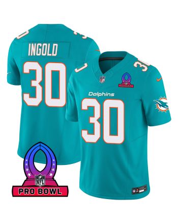 Alec Ingold 30 Miami Dolphins 2024 Pro Bowl Patch Game Men Jersey - Aqua