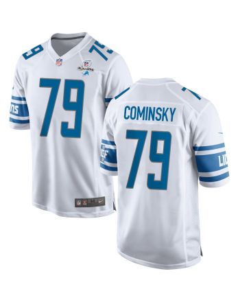 John Cominsky 79 Detroit Lions 2023 Playoffs Patch Game Men Jersey - White