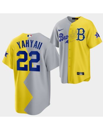 Brooklyn Dodgers Yahya Abdul-Mateen II 2022-23 All-Star Celebrity Softball Game 22 Gray Yellow YahyaII Jersey