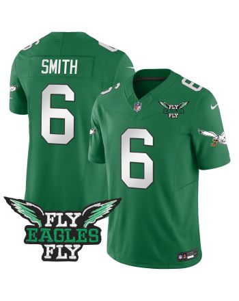 DeVonta Smith 6 Philadelphia Eagles Fly Eagles Fly Patch Alternate Game Men Jersey - Kelly Green