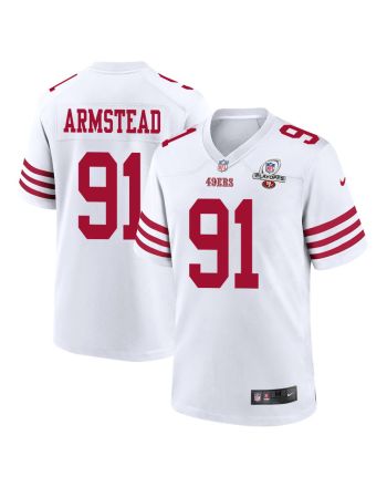 Arik Armstead 91 San Francisco 49ers 2023 Playoffs Patch Game Men Jersey - White