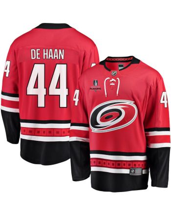 Calvin de Haan 44 Carolina Hurricanes Stanley Cup 2023 Playoffs Patch Home Breakaway Men Jersey - Red