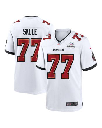 Justin Skule 77 Tampa Bay Buccaneers 2023 Playoffs Patch Game Men Jersey - White