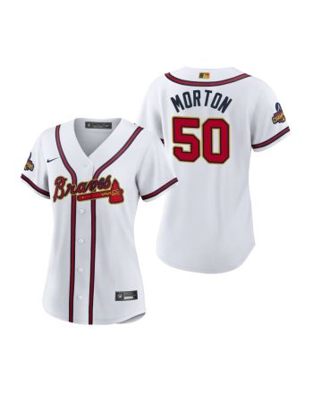 Women's Charlie Morton 50 Atlanta Braves White 2022-23 Gold Program Jersey