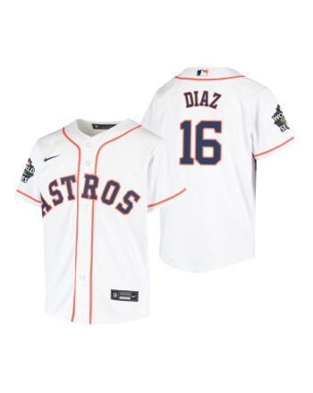 Youth Houston Astros Aledmys Diaz 16 White 2022-23 World Series Jersey