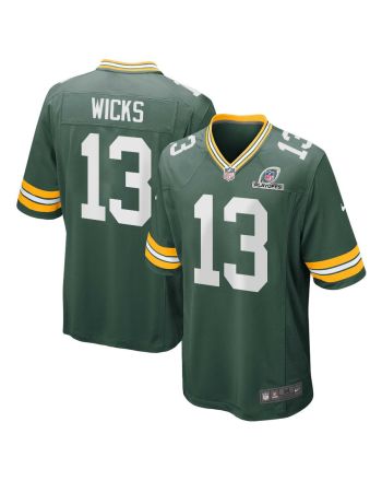 Dontayvion Wicks 13 Green Bay Packers 2023 Playoffs Patch Game Men Jersey - Green