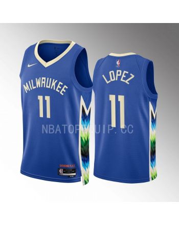 Brook Lopez 11 2022-23 Milwaukee Bucks Blue City Edition Jersey Swingman