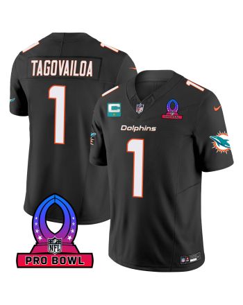 Tua Tagovailoa 1 Miami Dolphins 2024 Pro Bowl Patch Game Men Jersey - Black